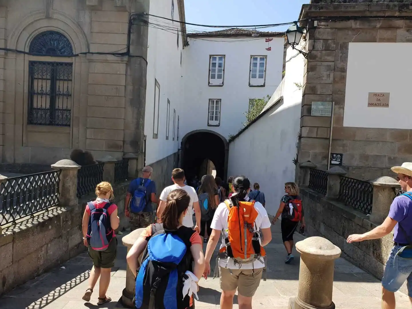 Ankunft in Santiago de Compostela — Praza da Inmaculada, Ziel des Camino