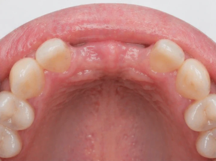 Bildverlauf Denticor — Schritt 5: provisorische Versorgung — zwei obere Frontzähne