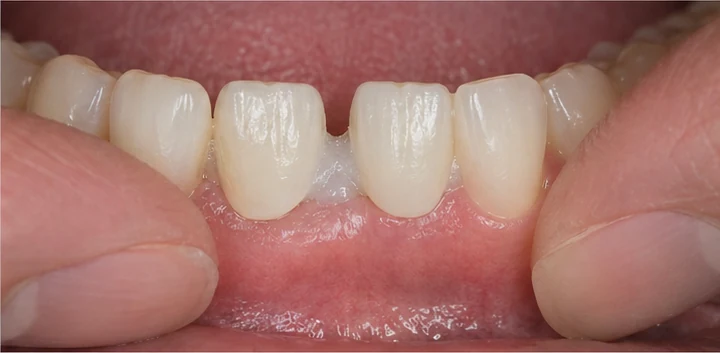 Bildverlauf Denticor – Schritt 4: provisorische Versorgung – zwei untere Prämolaren