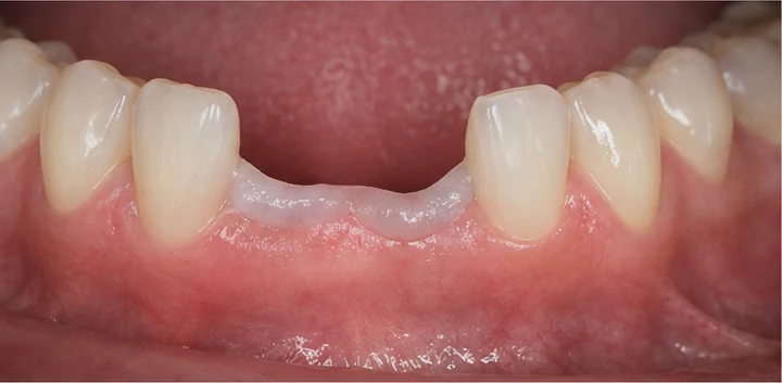 Bildverlauf Denticor – Schritt 3: provisorische Versorgung – unterer Eckzahn und Prämolar