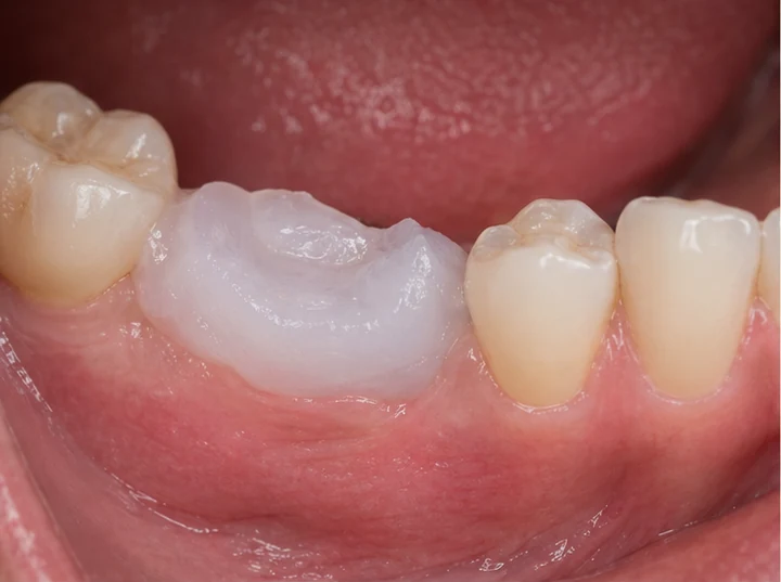 Bildverlauf Denticor – Schritt 6: provisorische Versorgung – drei obere Frontzähne