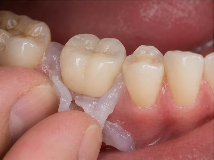 Bildverlauf Denticor – Schritt 2: provisorische Versorgung – ein oberer Prämolar